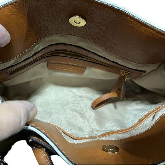 Michael Kors Hamilton Logo Shoulder Tote Vanilla Brown/White - Picture 4 of 7